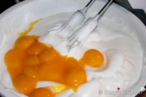 Fold in the egg yolks.