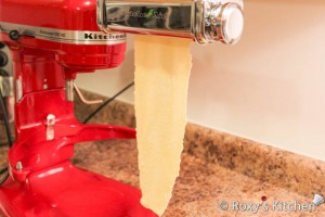 Egg Noodles - Feed dough through KitchenAid pasta roller - setting 8 - to make angel-hair pasta