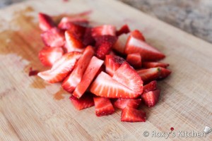 Rhubarb & Strawberry Pie - Cut strawberries into small pieces.