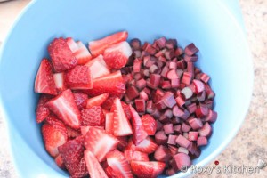 Rhubarb & Strawberry Pie - Chopped rhubarb and strawberries.