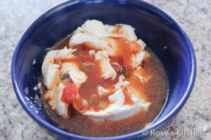 Salsa Chicken - Take a few tablespoons from the salsa and onions sauce and pour over the cream cheese.