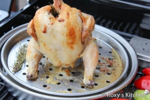 Beer Roasted Chicken - Cook the bird for about 2 hours or until the breast meat has reached an internal temperature of 170°C. 