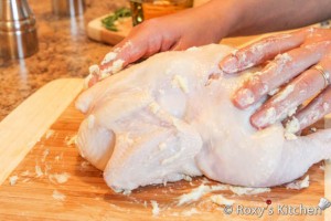 Beer Roasted Chicken - Rub the outside of the skin and the cavity with the mixture and tuck some under the bird’s skin as well. 