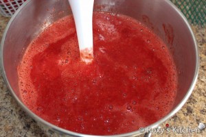 Strawberry Jam - Mash strawberries using a hand blender