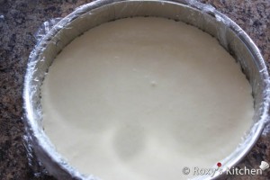 No-Bake Summer Cake - Vanilla Mousse with Strawberry Jelly - Pour in the vanilla mousse and place in the freezer