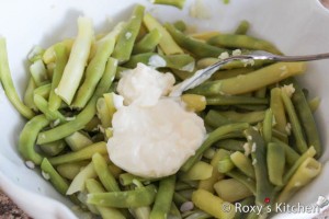 Green Beans with Garlic & Mayo - Add mayonnaise and toss to combine.