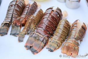 Grilled Lobster Tails - Lobster tails with shell cut.