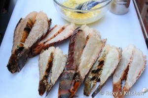 Grilled Lobster Tails - Season lobster with salt and brush with the butter & garlic mixture.