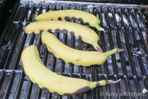 Grilled Banana Sauce with Ice Cream - Grill the bananas on direct medium heat for 5-7 minutes or until light brown grill marks form.