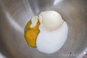 Filled Walnut Cookies  - Cream the margarine, sugar and egg yolks. 