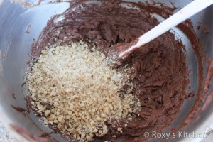  Topsy Turvy Chocolate Cake - Take about 1/3 of the filling and mix in the ground walnuts.