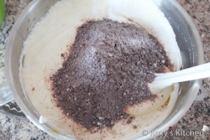 Topsy Turvy Chocolate Cake - Carefully blend in the dry mixture until just combined. 