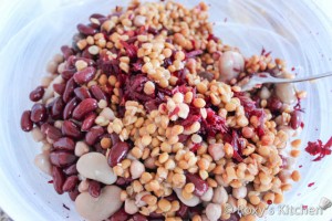 Bean and Beet Salad - Combine the rinsed beans, lentils and beets.