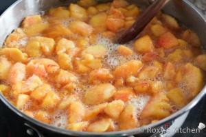 Peach Jam - Place them into a large pot and add the sugar and lemon juice.