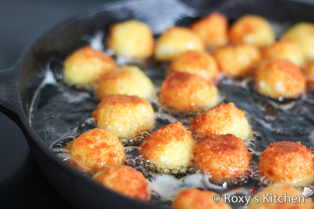 Mini Cheese Balls - Fry cheese balls in hot oil until golden brown. 