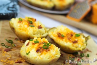 The Best Ever Stuffed Baked Potatoes with Cheese & Bacon - Roxy's Kitchen