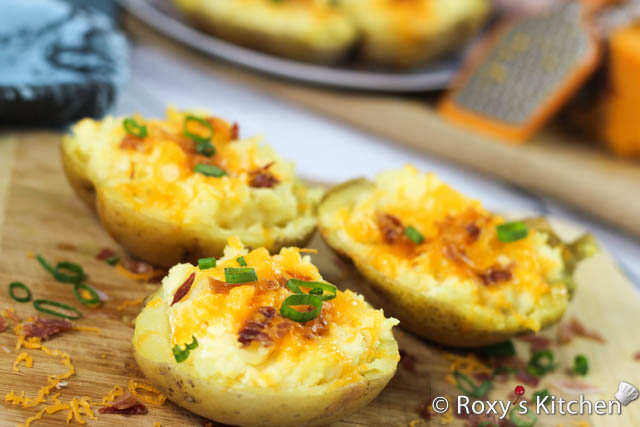 Stuffed Baked Potatoes with Cheese & Bacon - Roxy's Kitchen