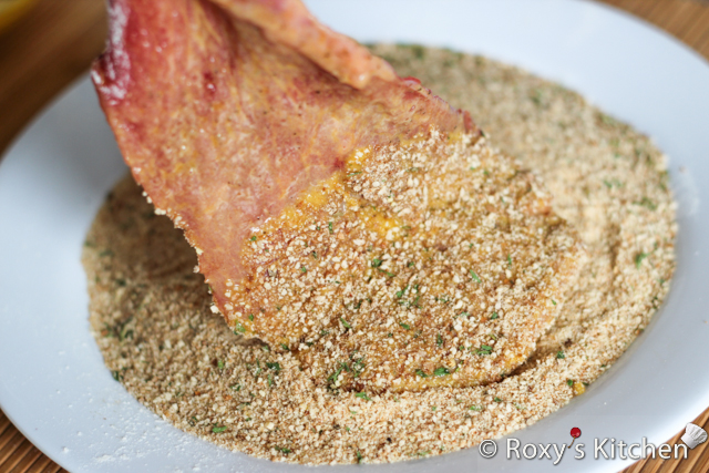 Viennese Schnitzel - Coat with the bread crumbs and when the oil is hot place the meat in the pan. 