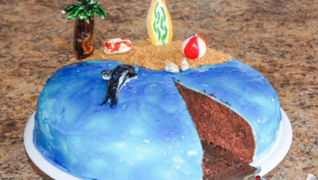Beach Cake with Chocolate Ganache