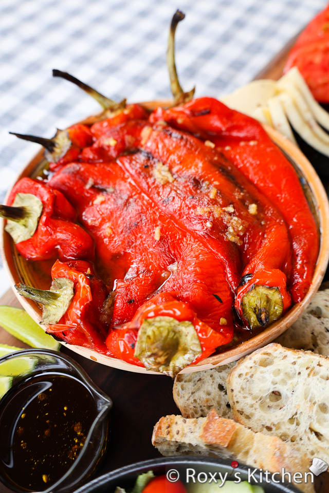 Roasted Peppers Salad: Vibrant and robust, the roasted peppers salad offers a delightful contrast in texture and a burst of sweet and smoky notes.