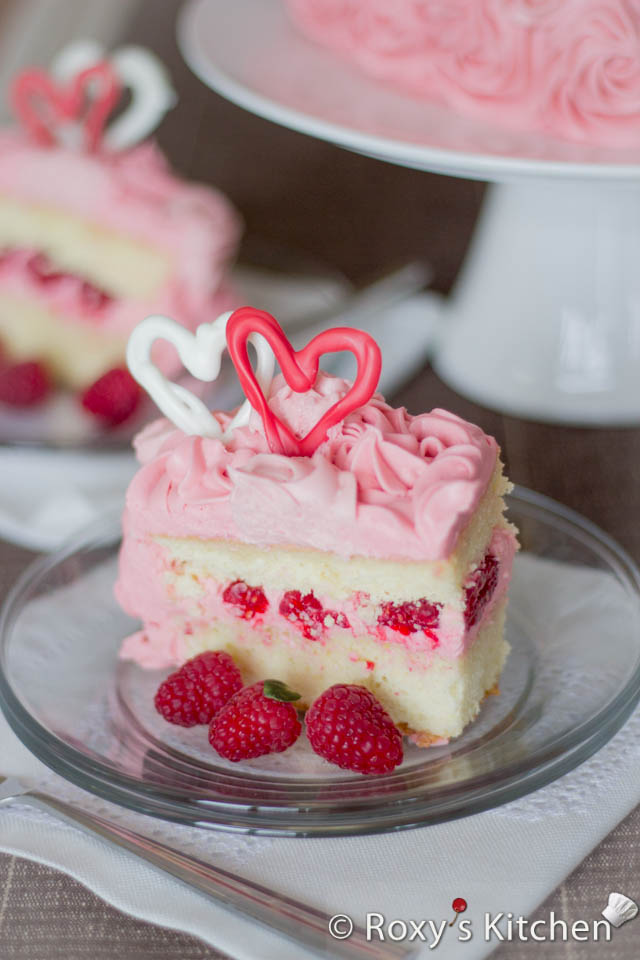 Raspberry Cream Cheese Buttercream Cake - Heart-Shaped Cake for Valentine's Day