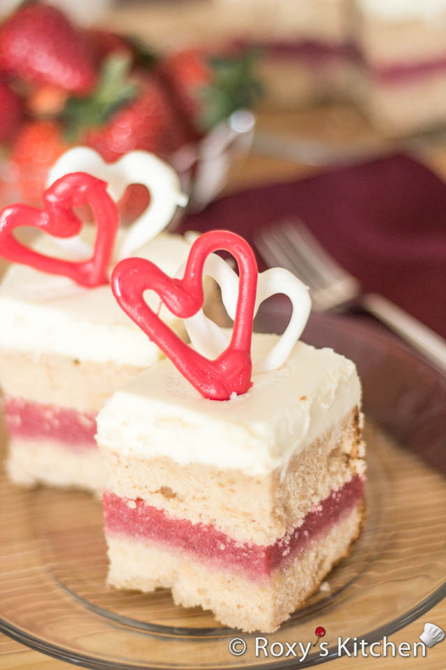 Valentine's Day Dessert - Strawberry & White Chocolate Squares