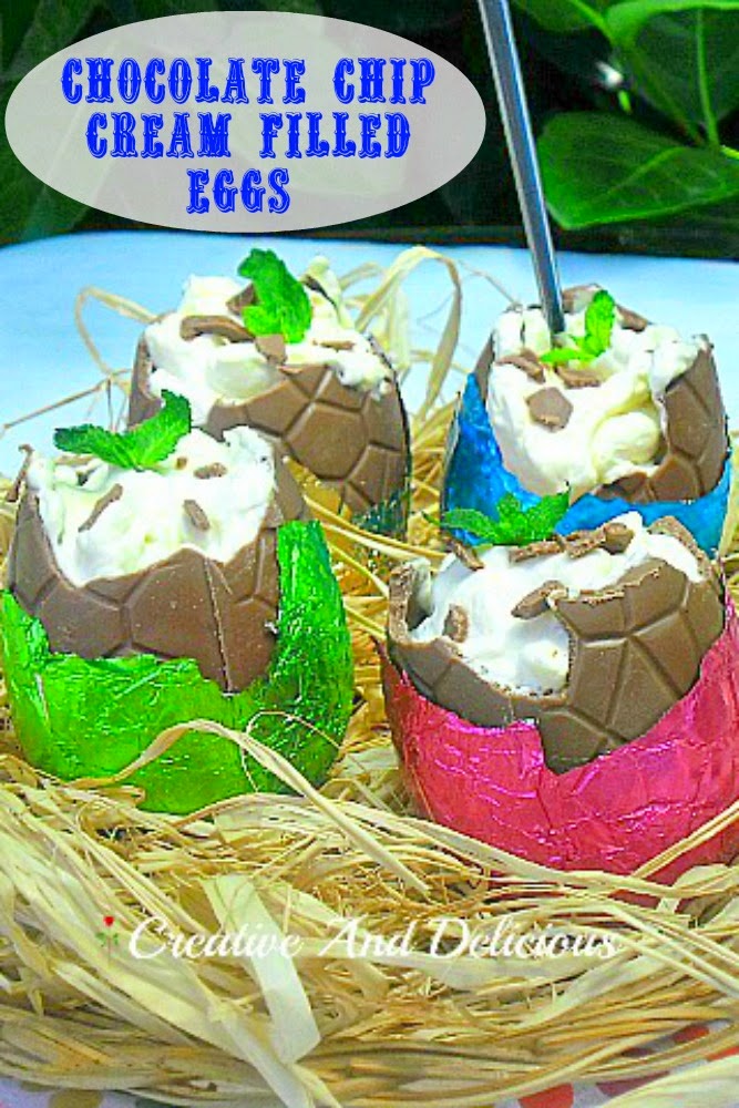 30 of the Best Easter Recipes & DIY Ideas - Roxy's Kitchen - Chocolate Chip Cream Filled Eggs