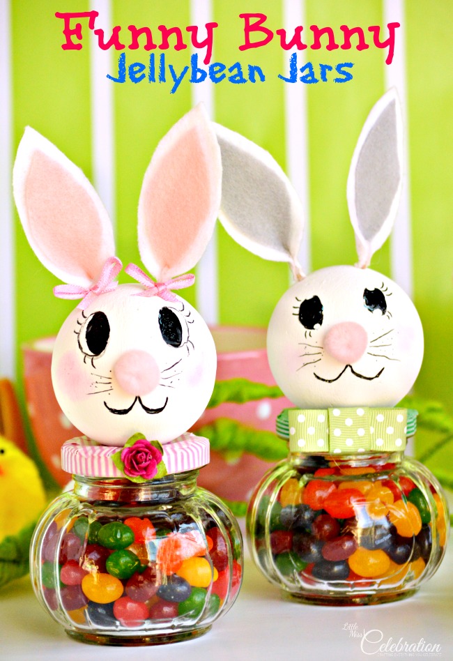 30 of the Best Easter Recipes & DIY Ideas - Roxy's Kitchen - Funny Bunny Jellybean Jars