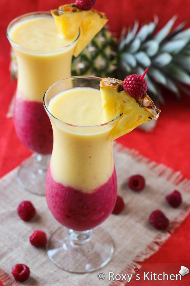 4-Ingredient Creamy Pineapple Berry Smoothie | Roxy's Kitchen - From improving digestion to lowering cholesterol & blood pressure, boosting your immune system and preventing early ageing, tooth decaying & cancer, this smoothie does it all! #recipe #pineapple #strawberries #raspberries #healthy