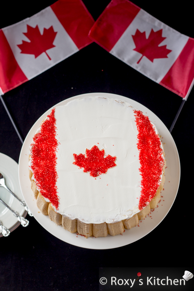 1st of July Dessert - Canadian Flag No Bake Fruit Cake | Roxy's Kitchen  The perfect dessert you can make to celebrate Canada Day and beat the summer heat – it’s light, not overly sweet, very refreshing and easy to make! #CanadaDay #NoBakeCake #SummerDessert 