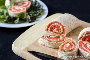 Smoked Salmon Cream Cheese Tortilla Roll-Ups | Roxy's Kitchen #appetizer #healthysnack #fingerfoods