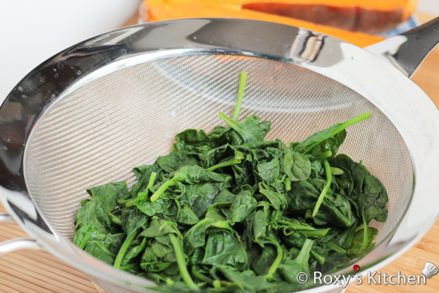 Spinach Sweet Potato Dip - Wash spinach and cook in a pot with water just until tender and wilted. 