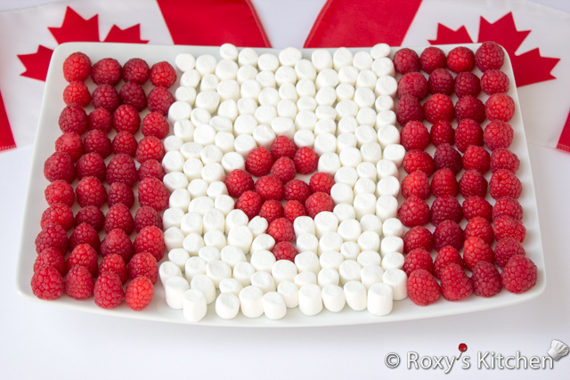 Wordless Wednesdays - Canadian Flag Made of Raspberries & Marshmallows | Roxy's Kitchen