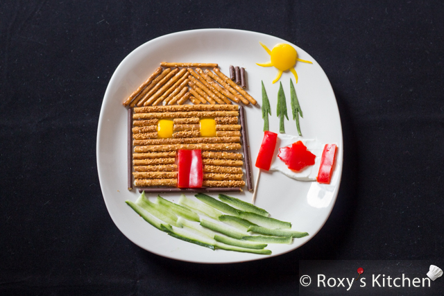 Wordless Wednesdays - Canada Day Cottage Getaway | Roxy's Kitchen #FoodArt #CanadianFlag #Cottage #Peppers #Pretzels #House