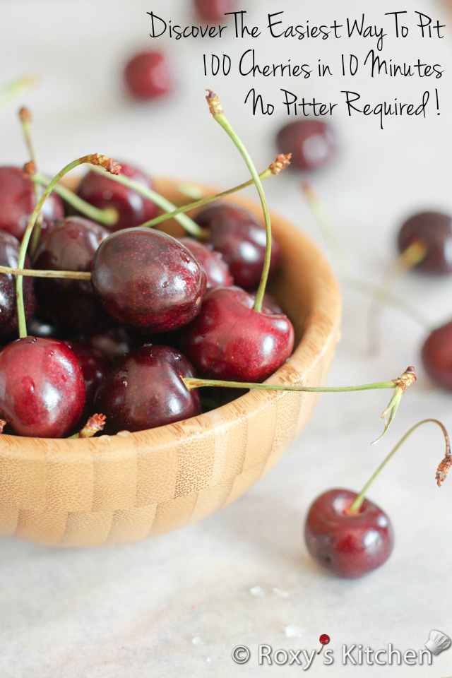 Easiest Way To Pit 100 Cherries in 10 Minutes - No Pitter Required! | Roxy's Kitchen