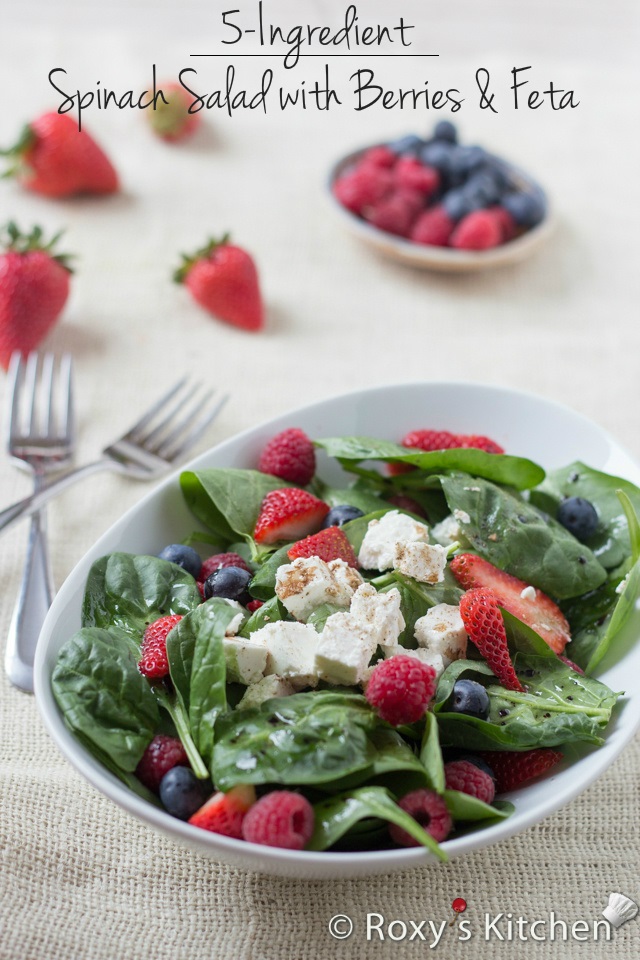 5-Ingredient Spinach Salad with Berries & Feta Cheese | 15 Surprisingly Easy and Healthy Back to Work Lunches 
