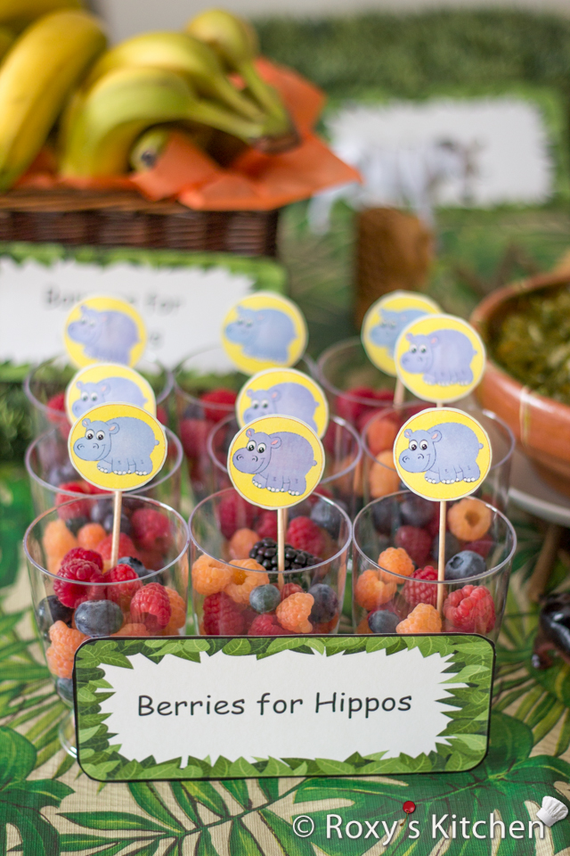 Safari / Jungle Themed First Birthday Party - Dessert Ideas: Berries for Hippos