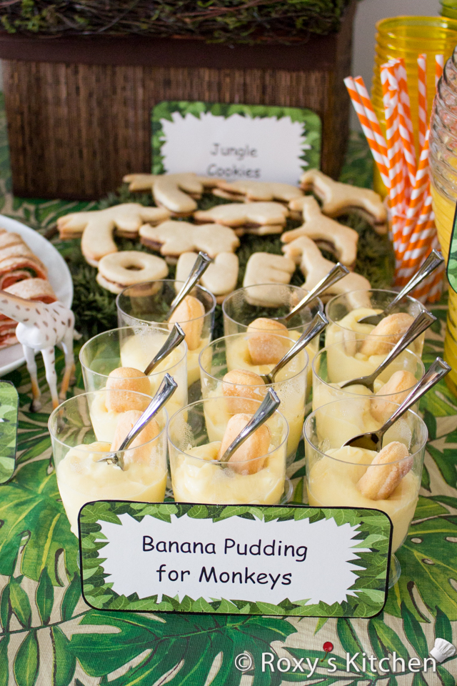 Safari / Jungle Themed First Birthday Party - Dessert Ideas: Banana Pudding for Monkeys