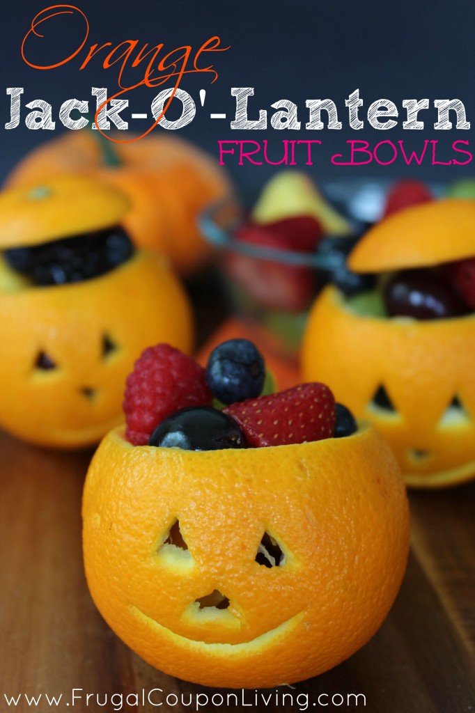 15 Genius Halloween Treats  - Orange Jack O' Lantern Fruit Cups