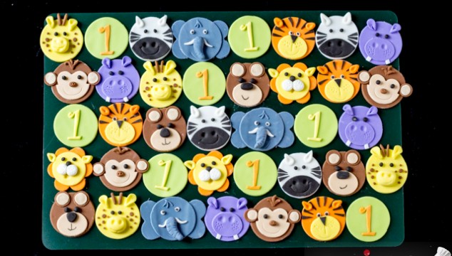 Tutorial with Step by Step Photos - How To Make Safari / Jungle Animals Cupcake Toppers – Tiger, Zebra, Giraffe, Elephant, Monkey, Hippo, Bear, Lion