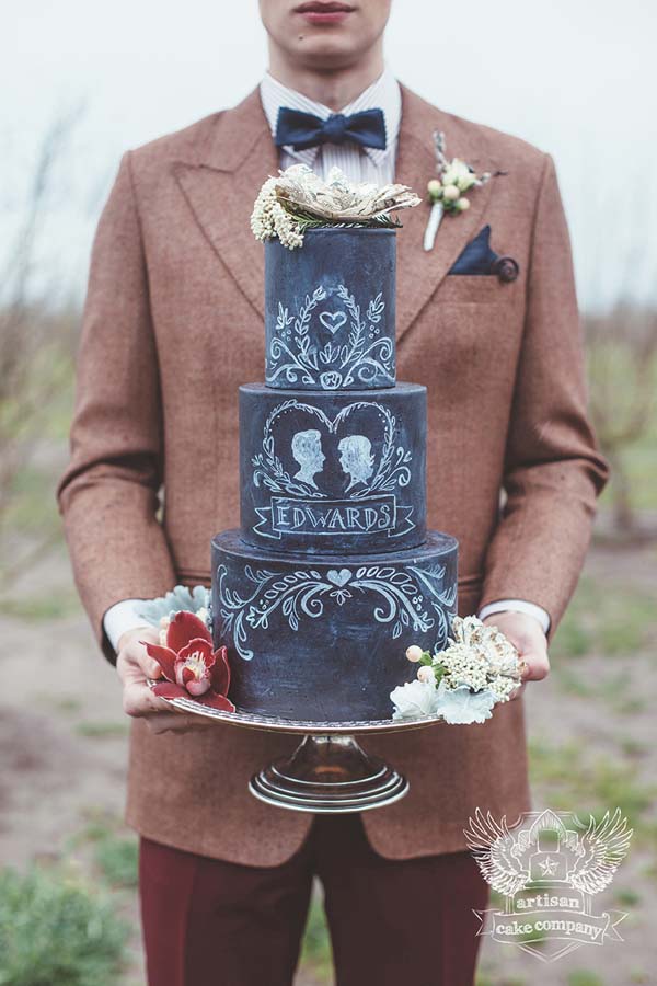 Chalkboard Wedding Cake - Check out 14 Fabulous Wedding Cakes with Modern Flair!