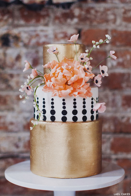 Chanel Inspired Cake (black, white, gold) - Check out 14 Fabulous Wedding Cakes with Modern Flair!