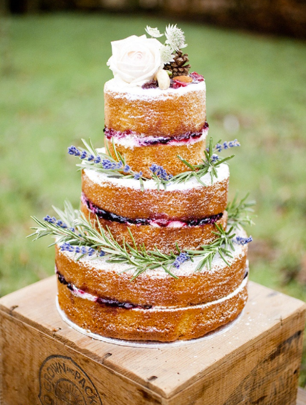 Provence Inspired Naked Wedding Cake - Check out 14 Fabulous Wedding Cakes with Modern Flair!