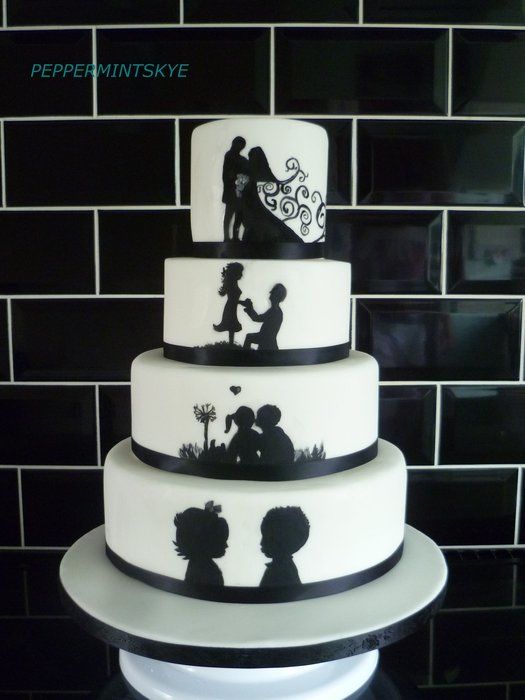 Silhouette Wedding Cake - Check out 14 Fabulous Wedding Cakes with Modern Flair!
