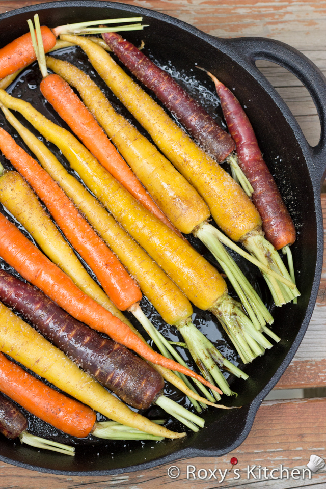 5-Ingredient Balsamic Oven-Roasted Rainbow Carrots - They are super easy to make, healthy and full of flavour and colour! 