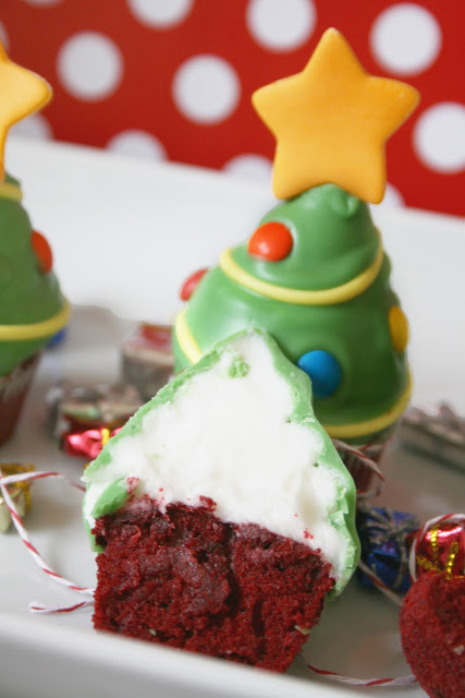 Red Velvet Christmas Tree Cupcakes