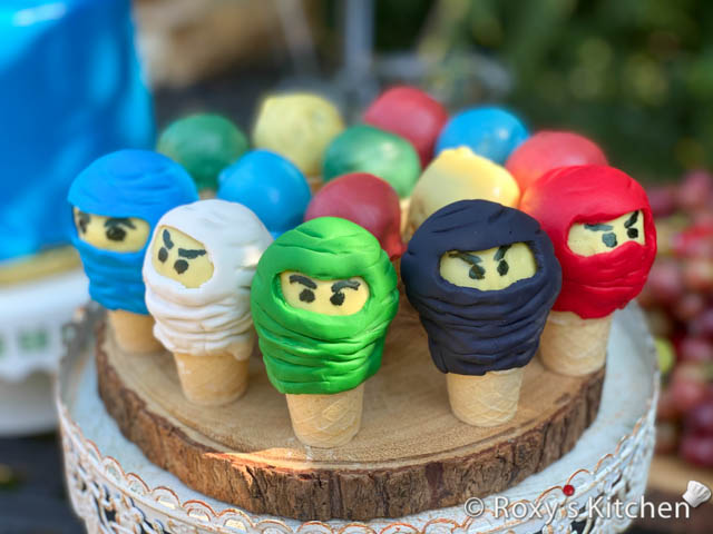 Ninjago Cake Pops in Mini Ice Cream Cones 