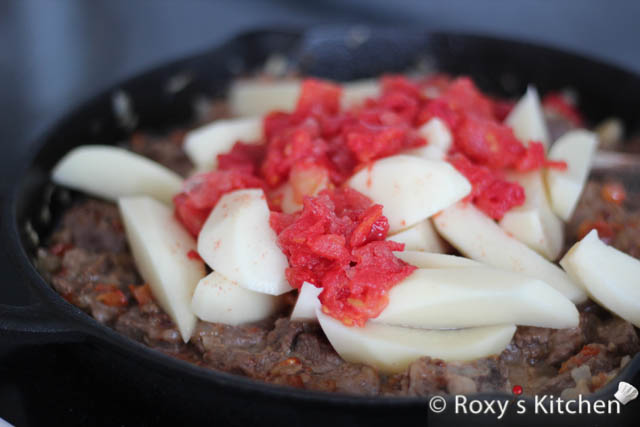 Stir in the diced tomatoes and potatoes and cook stirring for another 5-7 minutes. 