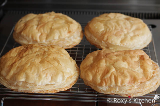 Bake the puff pastry sheets for 40-45 minutes. Let them cool off. 