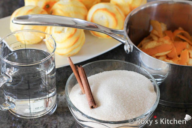 Pour the water over and then add the sugar and cinnamon sticks. 